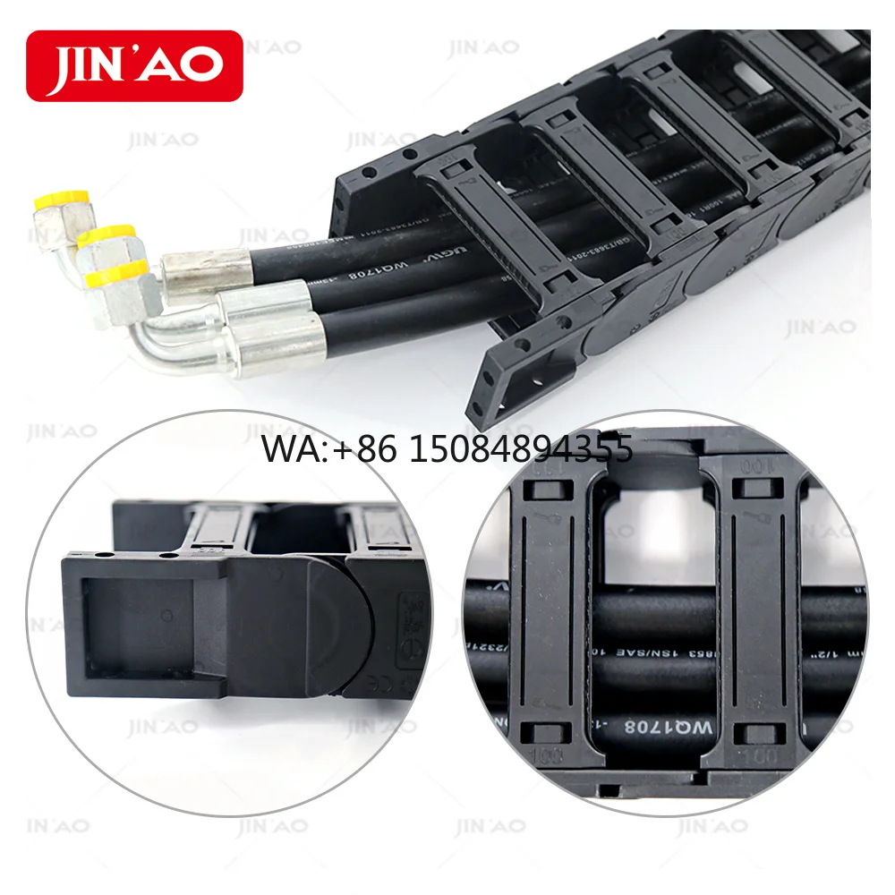 Electric CNC Chain Cable Carrier Flexible Cable Channels Nylon Black Plastic Cable Carrier Drag Chain