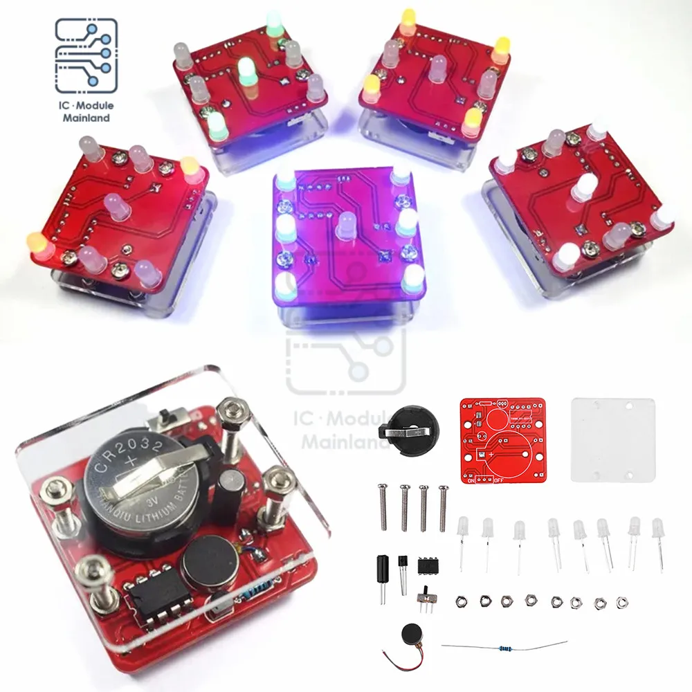 DIY Wobbling LED Dice Kit with Small Vibrating Motor Fun Electronic Soldering Practice Board Kit