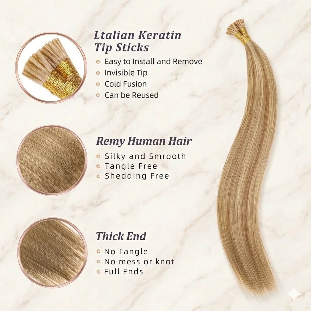 18inch Natural Remy I- Tip Hum - Hair Care Tips ulasan dan harga