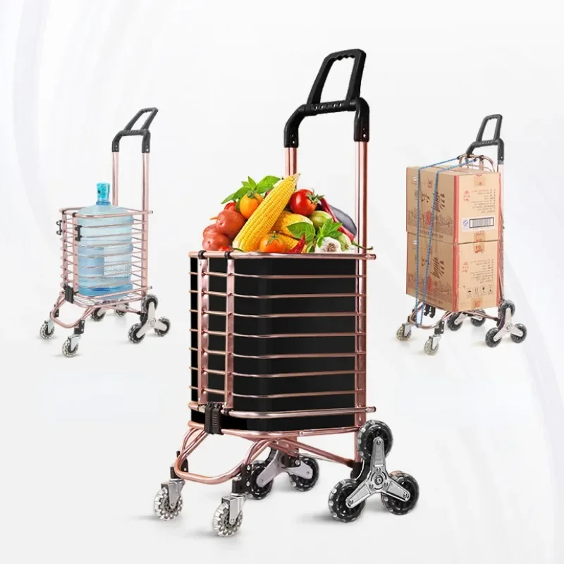 

Foldable Shopping Trolley Shopping Cart Large and Strong Shopping Carts, Lightweight Household Can Sit Climb Stairs Trolley Bag