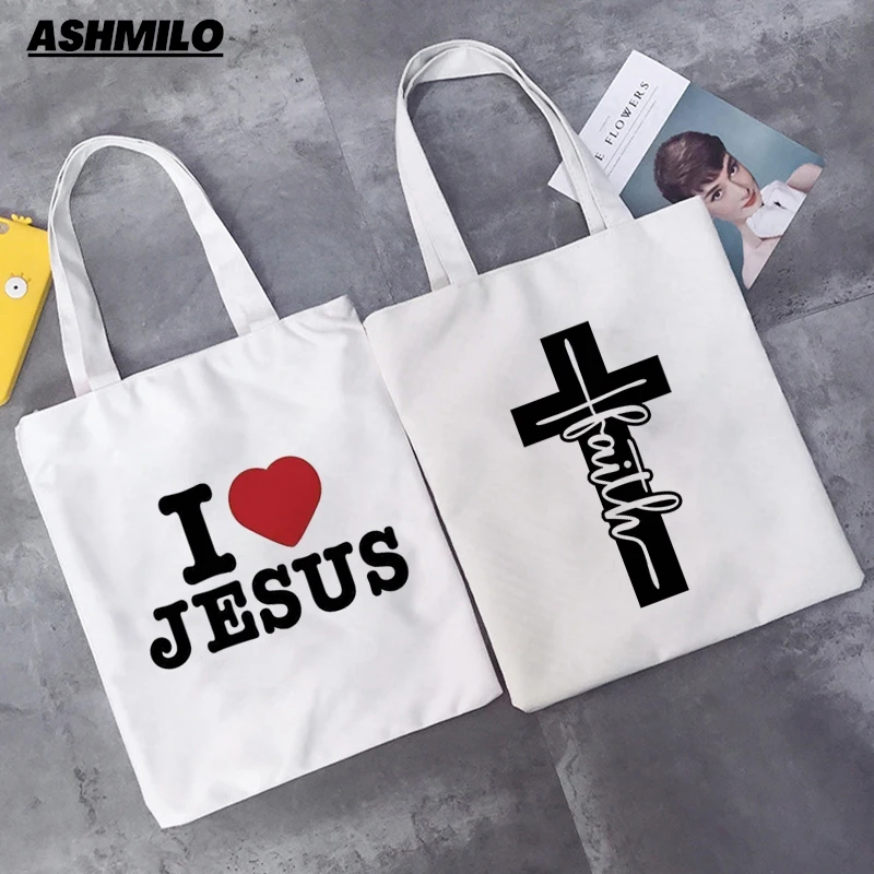 

I Love Jesus Pattern Women Tote Bag Trendy Shoulder Bag Summer Beach Holiday Bag Jesus Christian Merch Gift Shopper Bags