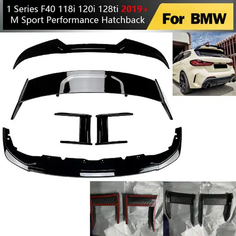 For BMW 1 Series F40 118i 120i 128ti 2019+ M Sport Performance Hatchback Rear Spoiler Wing Roof Tail Fin Front Lip Side Cover