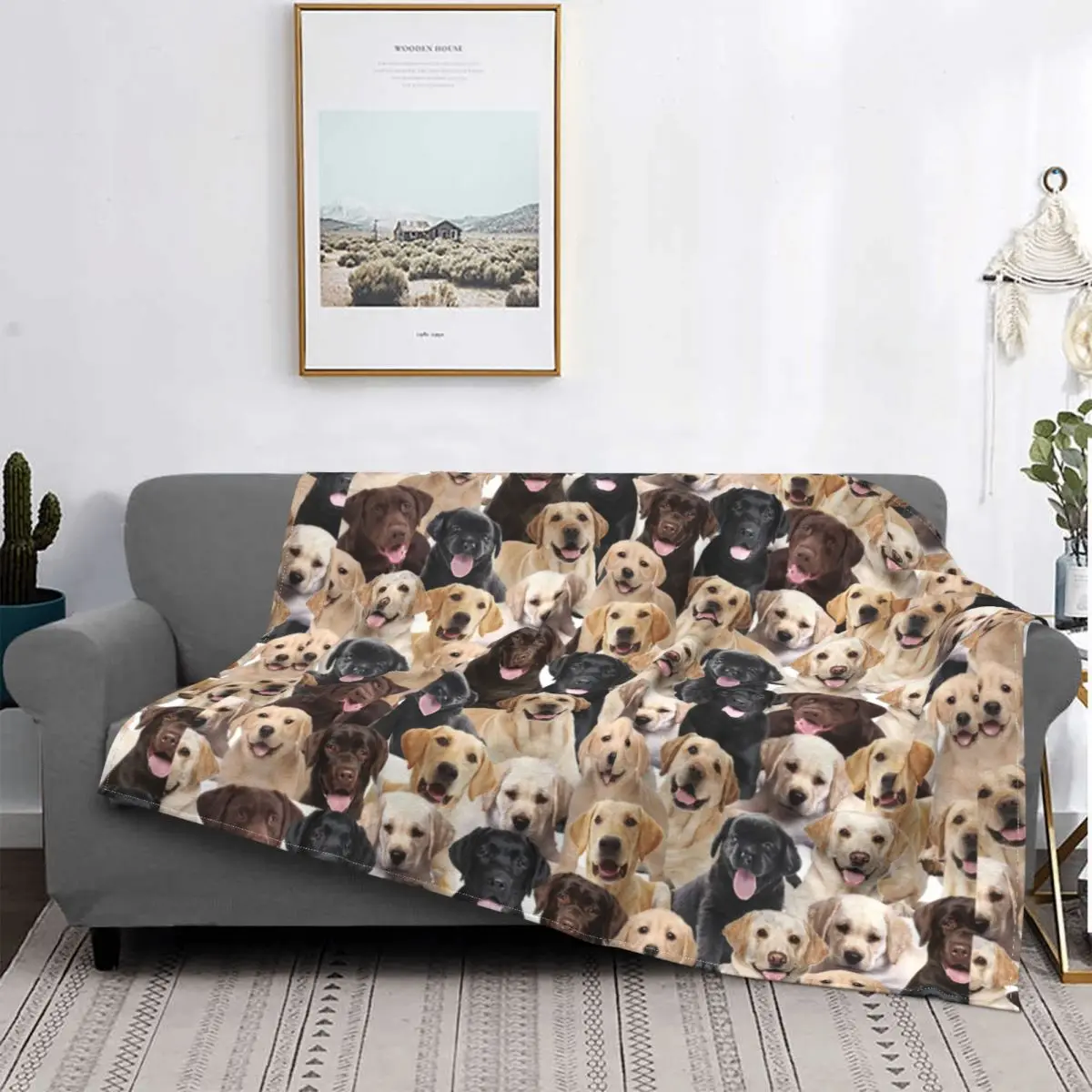 

Labrador Cute Dog Blanket Flannel Spring Autumn Merry Christmas Portable Soft Throw Blankets for Bed Office Rug Piece