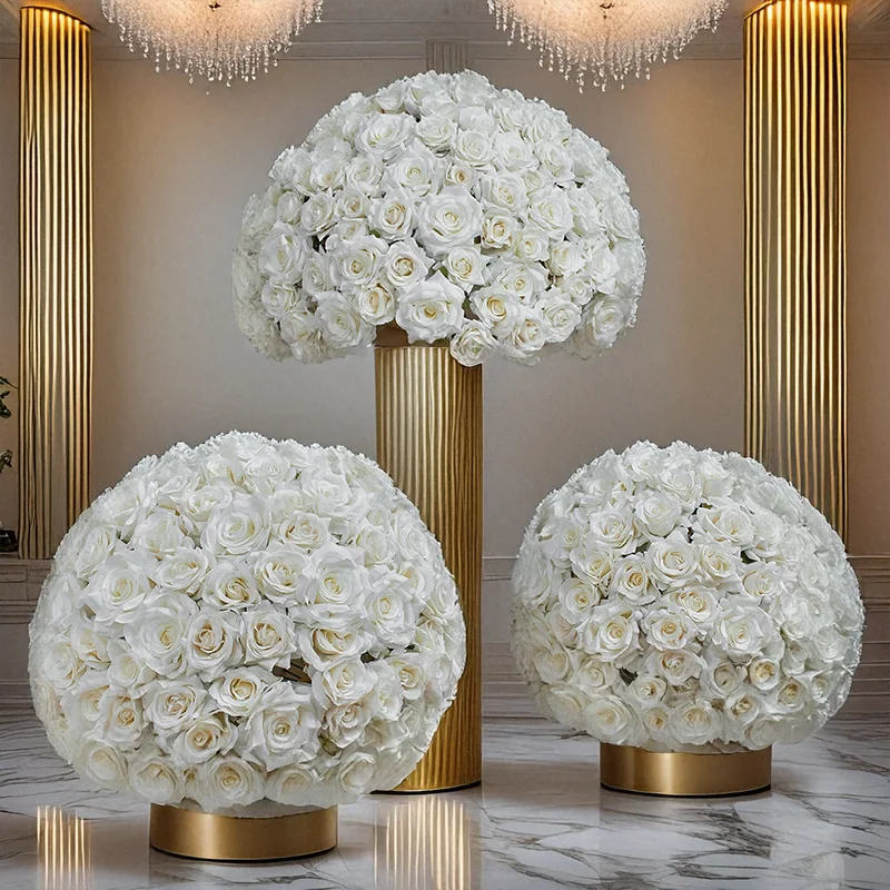 

Искусственный белый розовый шар, свадебный дорожный направляющий цветок, свадебное украшение, витрина, выставочный зал, цветочная стойка, композиция