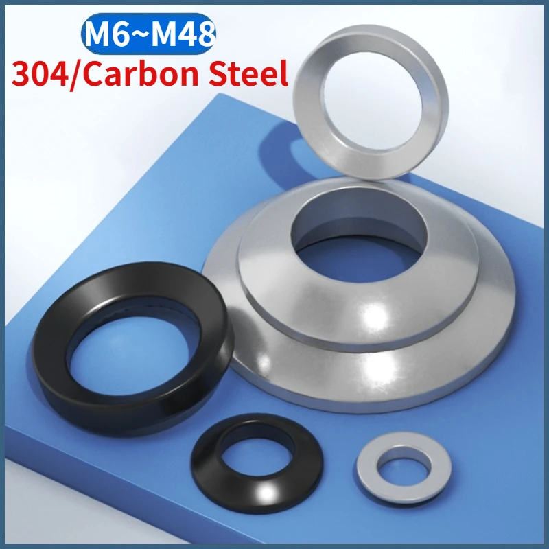M6 - M48 304 Stainless Steel / Black Carbon Steel Spherical Conical Washer Countersunk Washer Concave Convex Cone Gasket