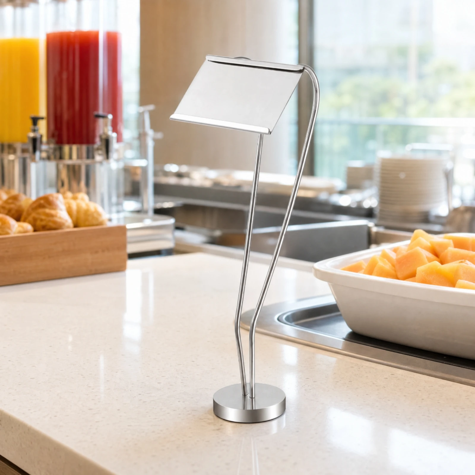 Stainless Steel Tabletop Sign Holder Freestanding Sign Holder with Weighted Base Table Number Stand Elegant Place Card Holders