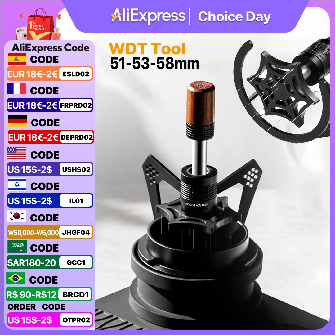 Espresso Coffee WDT Tool, 51/54/58mm Stirrer Distribution Tool with Clean Brush, Coffee Stirrer with Dosing Funnel & Stand