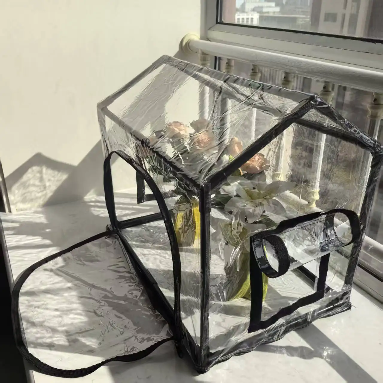 

New Portable Insulated Cold-Resistant Mini Greenhouse - Outdoor Garden Use with Double Zipper Doors, 3-Side Window PVC Cover & S