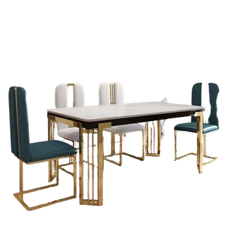 Metal Nordic Luxury Dining Table Kitchen Chairs Natural Design Center Island Kitchen Table Restaurant Marble Eettafel Furniture