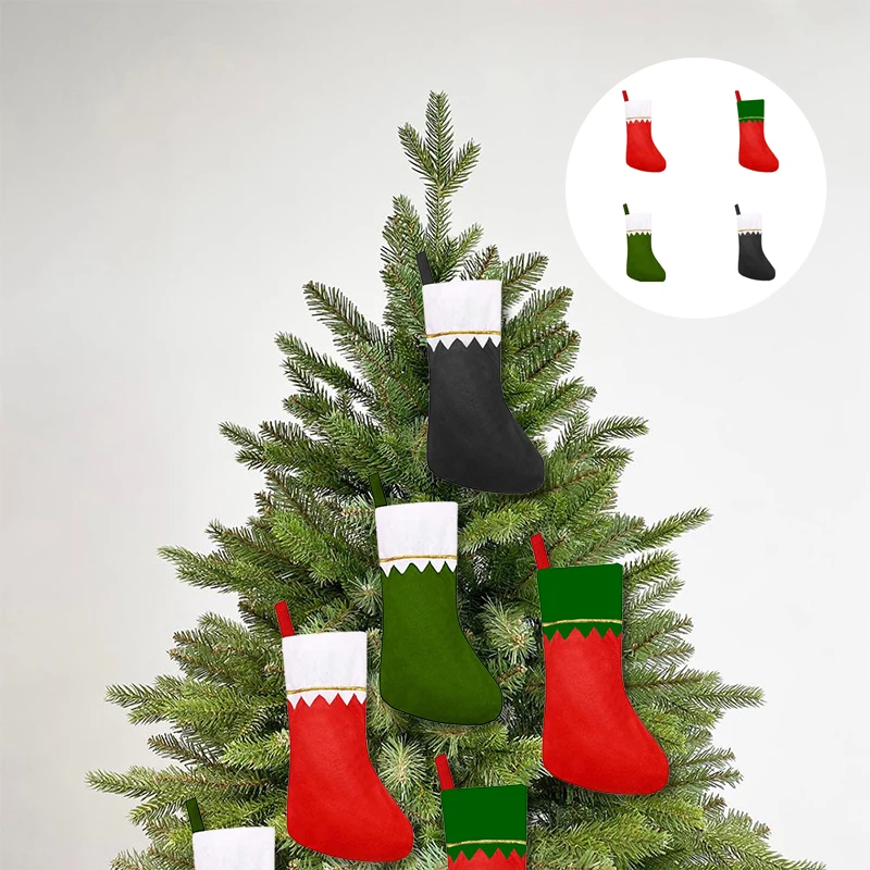 Chaussettes de Noël non tissées, pendentif arbre de Noël, cadeau d'ornement, 2024, 12 pièces