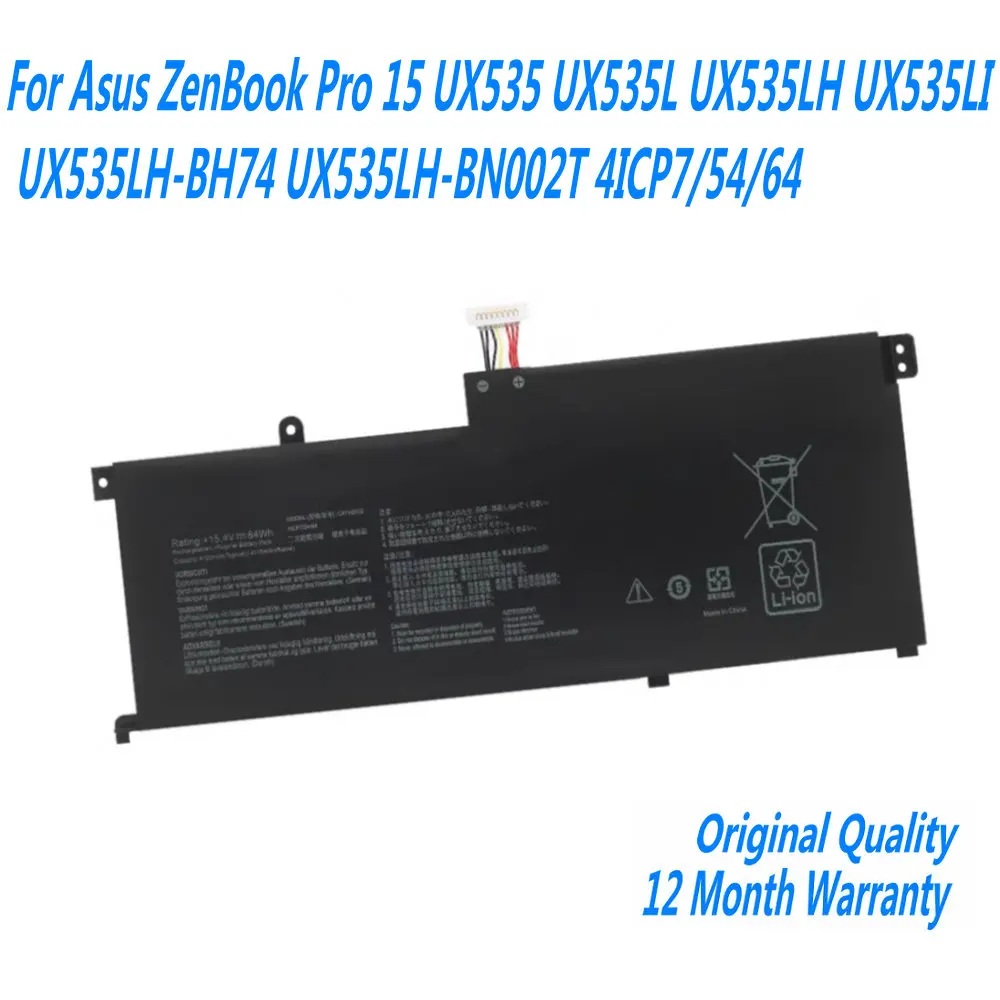 NEW C41N2002 Laptop Battery For Asus ZenBook Pro 15 UX535 UX535L UX535LH UX535LI UX535LH-BH74 UX535LH-BN002T 4ICP7/54/64