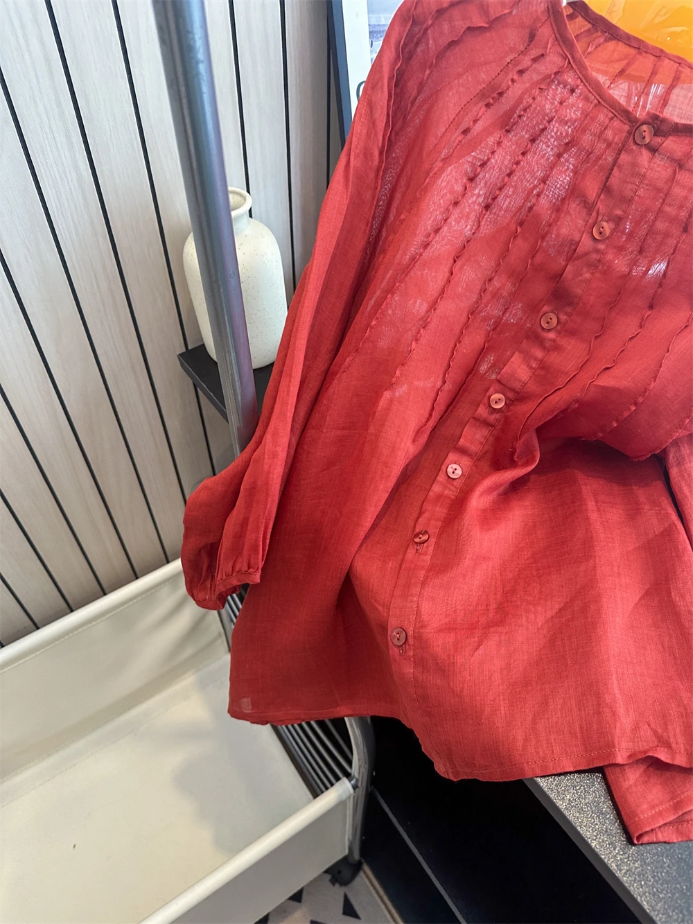 Ele Red Vintage Long Sve irt Uomo Donna Estate Lazy Sle Allentato Casual Protezione solare Camicetta Coreana Sle Pendolarismo