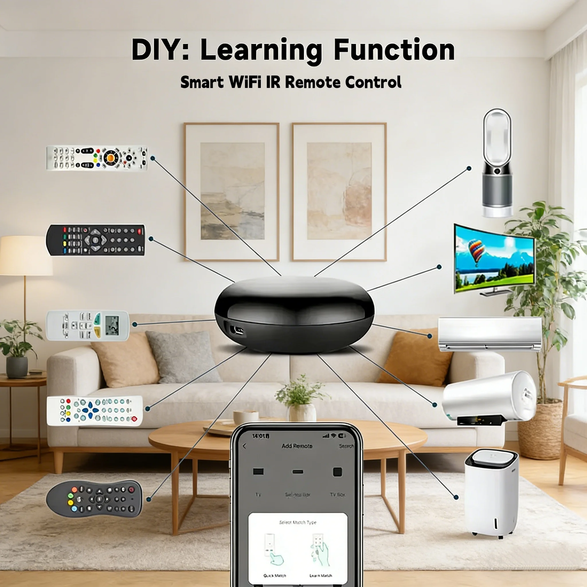 Controle Remoto Universal IR WiFi Tuya, Controle Remoto Inteligente Infravermelho para Ar Condicionado e TV - Compatível com Alexa e Google Home