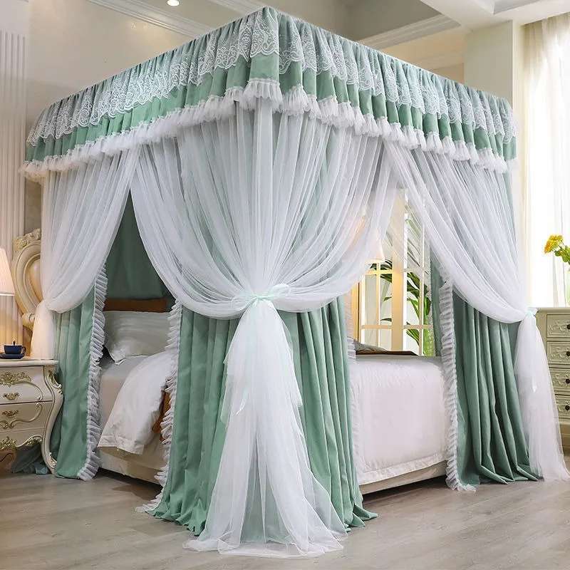 Princess mosquito net, three door princess style household floor double super soft net yarn stainless steel bracket 1.5/1 bed