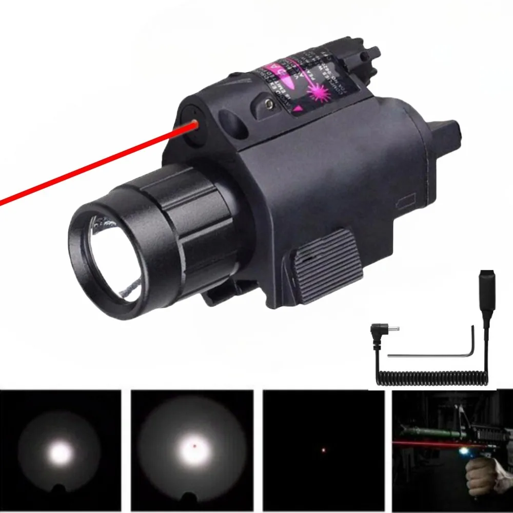 Tactical Flashlight Mountable Combo Red Laser 800 Lumens Gun Scout Light for 20mm Pictinny Rail Rifle AR15