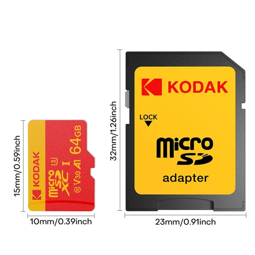 Imagen 2 del producto KODAK-tarjeta de memoria Micro SD Class10 U3, 64GB, 128GB, 256GB, SD/TF, Flash, para Smartphone, tableta, cámara