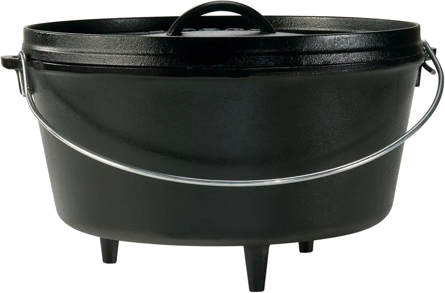 Seasoned Cast Iron Camp Dutch Oven with Lid - 8 Quart - Dual Handles - Seasoned Cast Iron Cookware with Steel Handle & Strong