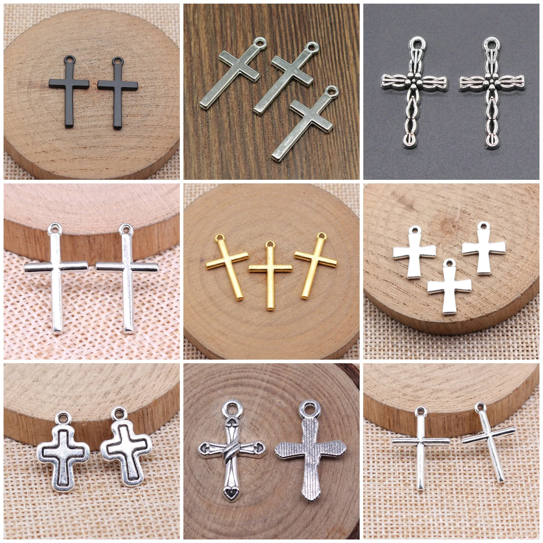 Heart Classic Cross Matching Charms Pendant Couple Religious Charms For Earring Keychain Necklace Making Jewelry Accessories