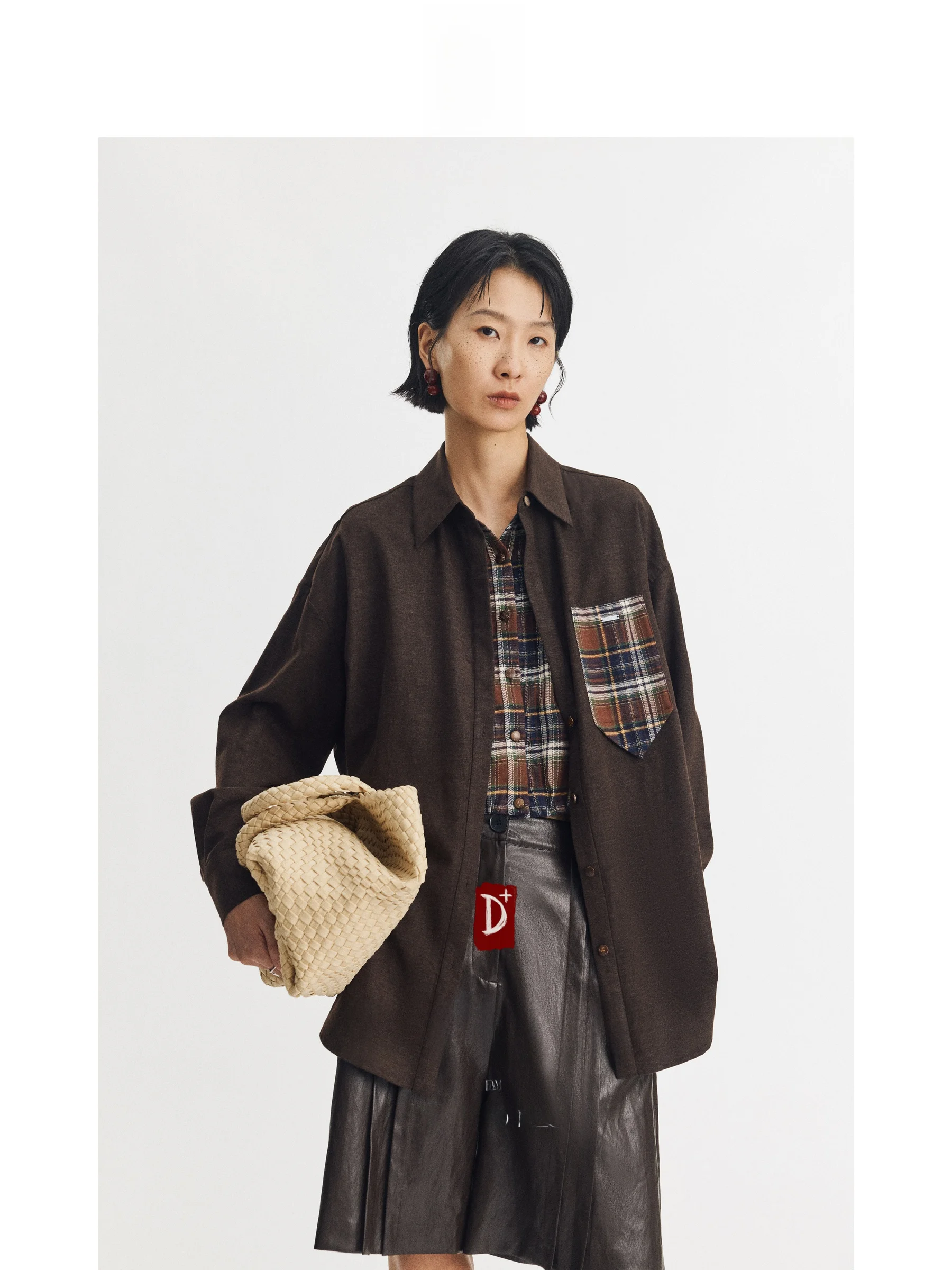 

Lamb Skin Texture Accordion Pleat Bermuda orts D plus by DRITTOFILO Commuter Sle l Waist Straight Leg Pants