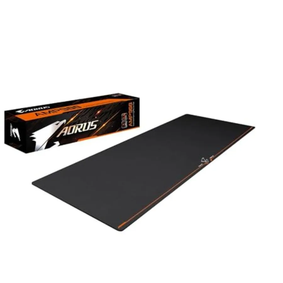 Extended Gaming Mouse Pad for Aorus AMP900 High-Density Fabric Surface Black Large Size with Anti-Slip Base and Precise Trackin