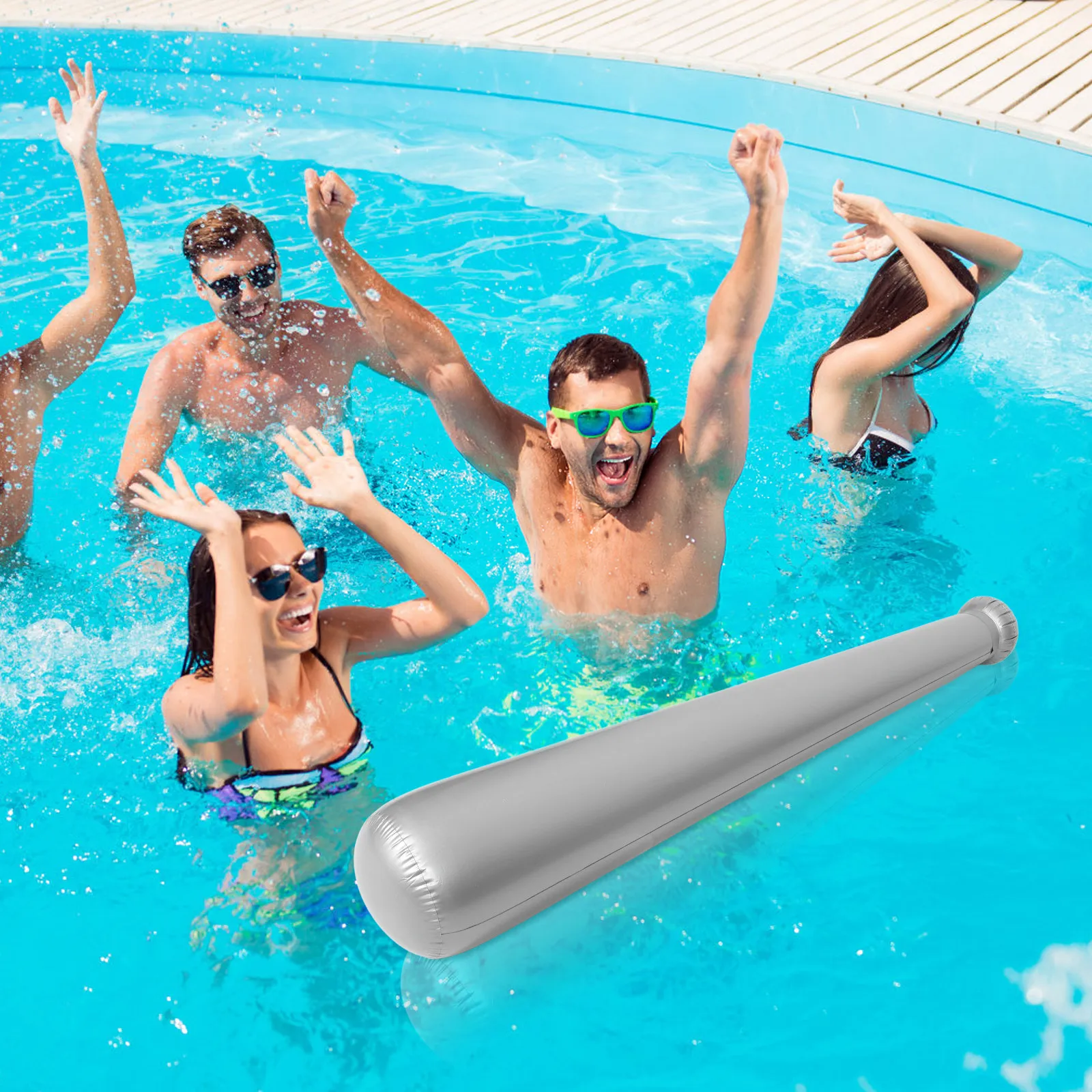 Inflatable Baseball Bat Blow Up Leak-Resistant PVC Lightweight Portable for Pool Beach Summer Outdoor Games Water Sports Party