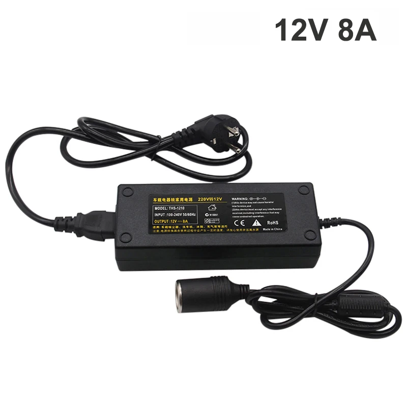 

Car Power Supply Cigarette Lighter Converter Power Convert AC Adapter DC 110V/ 220V to 12V 8A Power Adapter Lighter