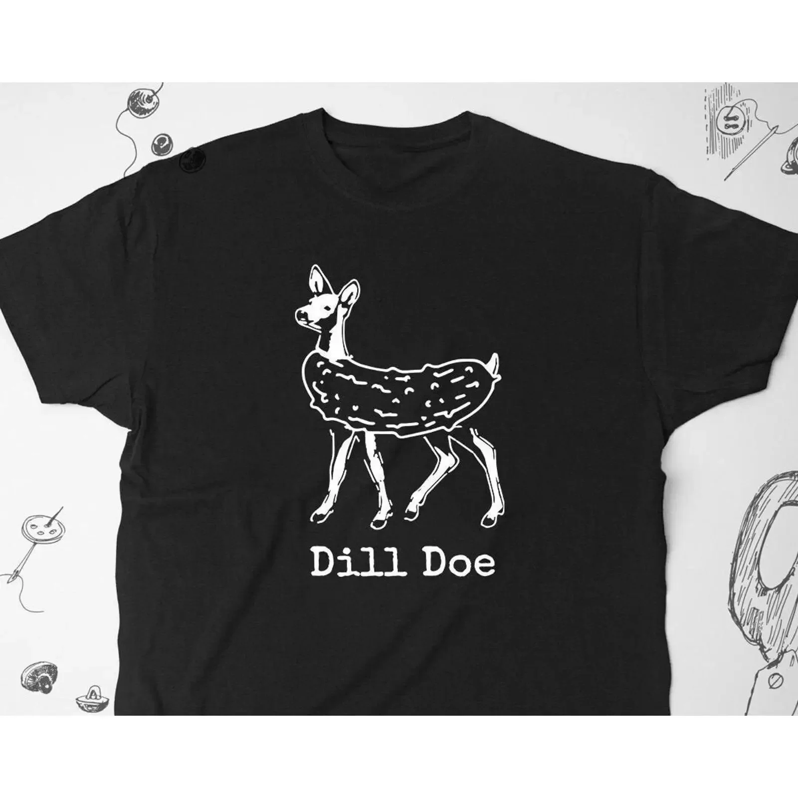 Dill Doe Funny Deer Pickle Humor T Shirt Casual Joke for Men Guys vintage Washed Soft Breathable Comfortable fashion