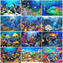 5D Diamond Painting Full Round Fish Animal Embroidery Cross Stitch Handmade Home Decoration