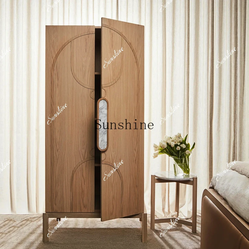 Nordic simple two-door wardrobe creative log color storage cabinet  FT
