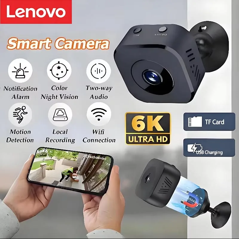 

Мини-камера Lenovo с Wi-Fi, 1080P HD, беспроводная камера безопасности для дома, ночная версия, защита, удаленная интеллектуальная видеокамера, новинка