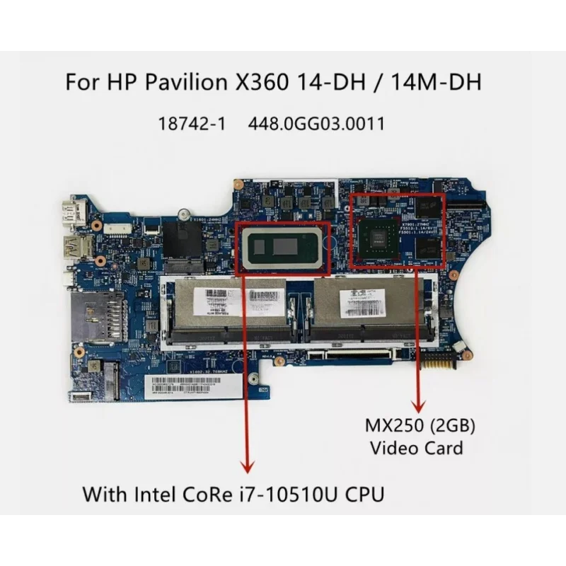 

L67771-001 For HP Pavilion X360 14M-DH 14-DH Motherboard i7-10510U CPU 18742-1