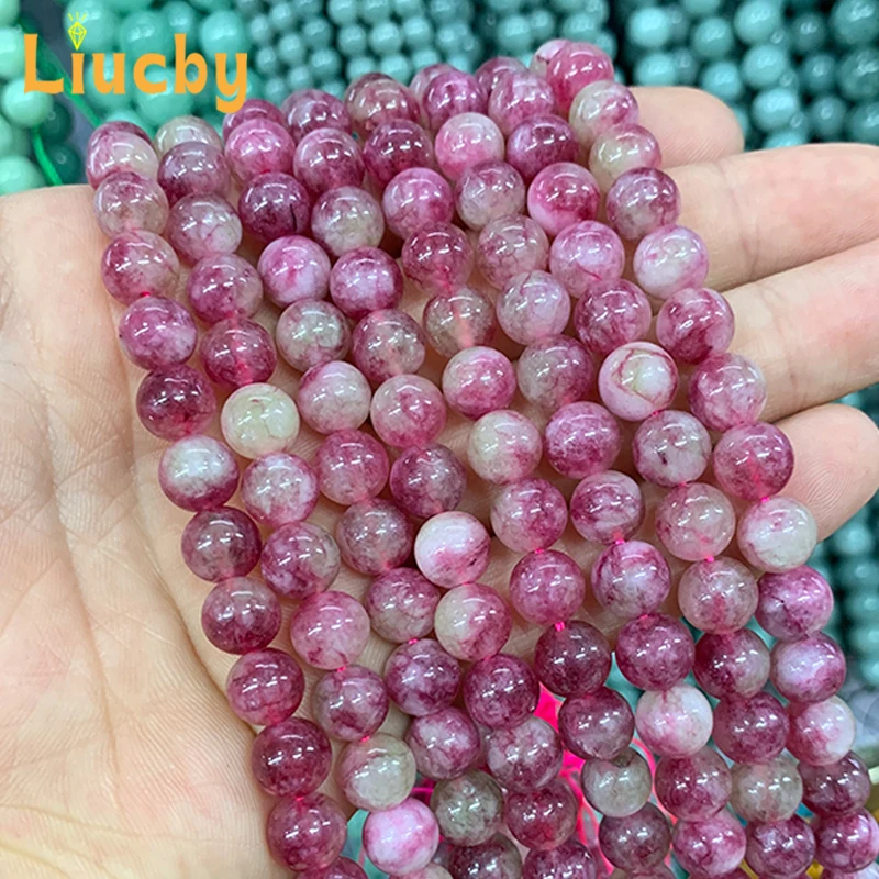 خواتم الحجر الطبيعي البطيخ التورمالين اليشم السلس الخرز لصنع المجوهرات DIY بها بنفسك هدية أساور قلادة 15 "ستراند 4/6/8/10 مللي متر
