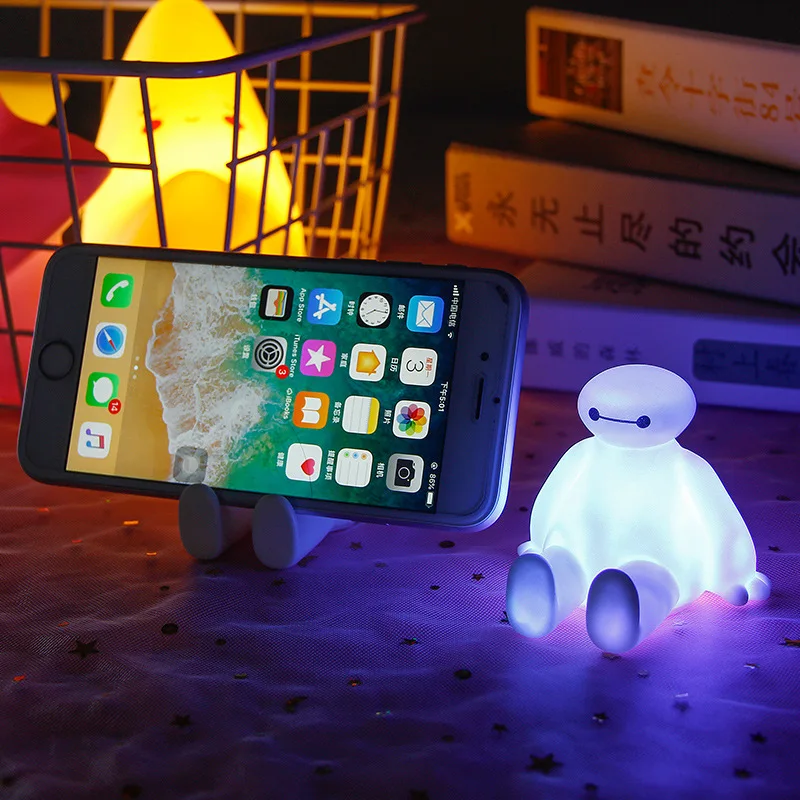 Disney Cartoon Baymax Mobile Phone Stand Lazy Stand Children\'s Luminous Toys Luminous Movie Big Hero 6 Peripheral Gifts