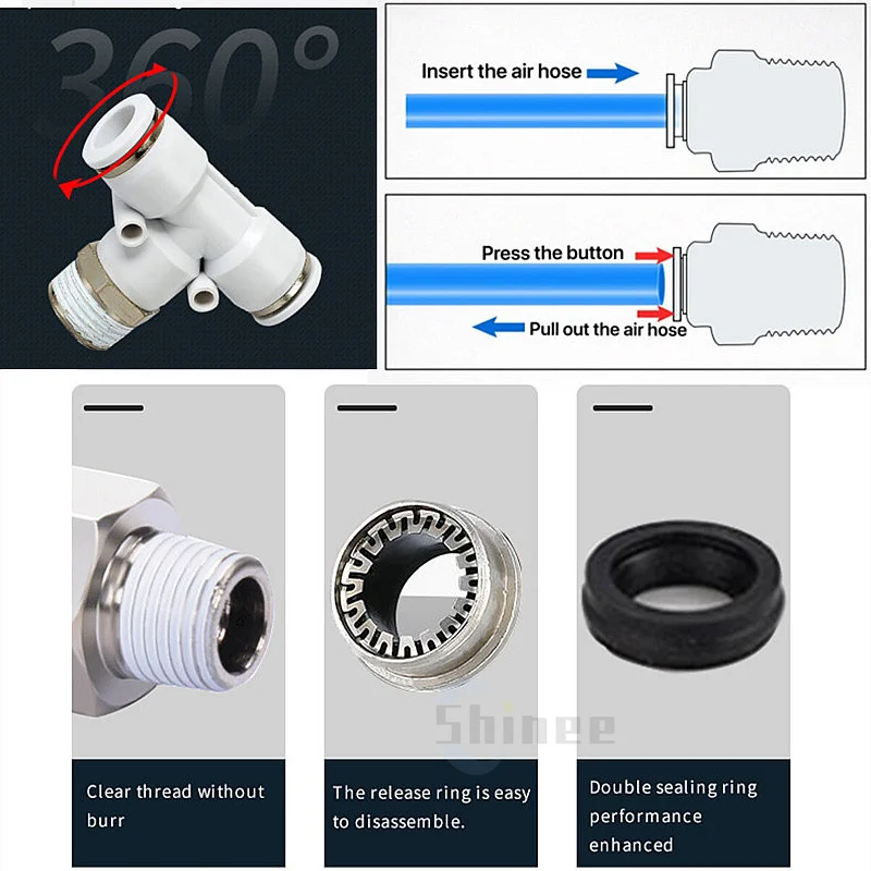 Pneumatic Connector White Plastic Hose Fitting Male Thread PC/PCF/PB/PL/PX/SL Air Pipe Quick Fittings 12/10/8/6/4mm 1/4 1/2 1/8\