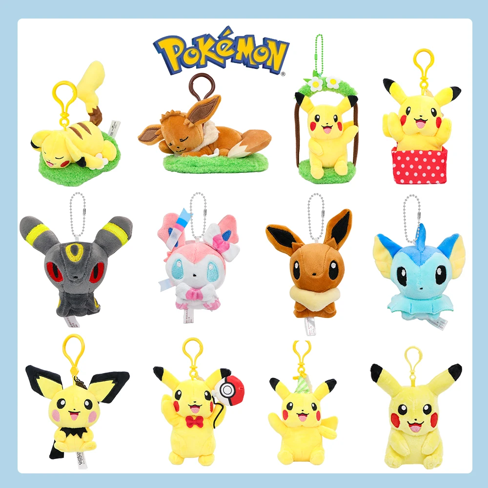 Jouet pendentif en peluche Pokemon, Pikachu, Vaporeon, Leafeon, SylLion, Scorbunn, Charmander, Sicil, décoration de sac à dos, cadeaux de beurre