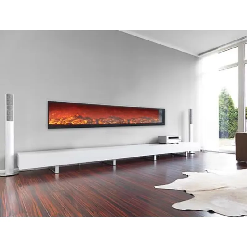 LODOR 2500mm Electric Fireplace Insert Remote Control Adjustable Thermostat Overheating Protection For Household Commercial Use