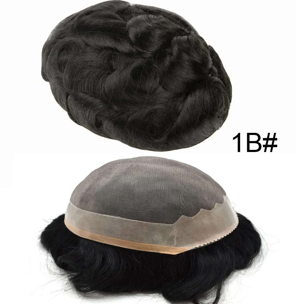 New Breathable Toupee for Men Human Hair Prosthesis Mens Swiss Lace Hair Replacement System  Units Base Hair Pieces