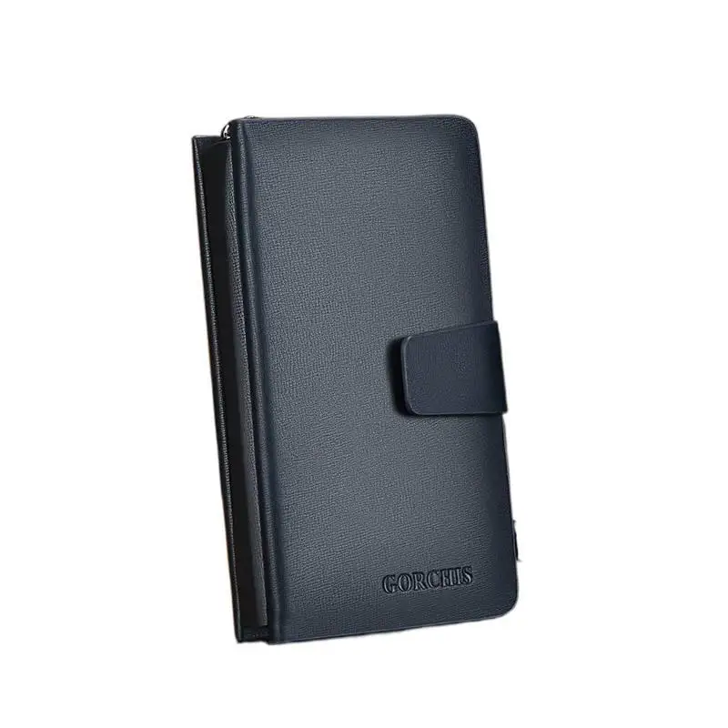 

Men'S Solid PU Long Wallet Double Zipper Card Holders Clutch Bag Designer