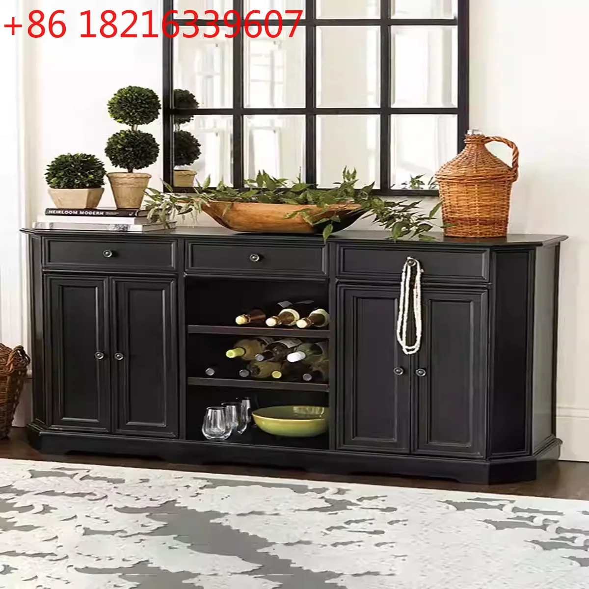 YAO American neoclassical simple modern solid wood dining side cabinet wine cabinet entrance cabinet clubhouse