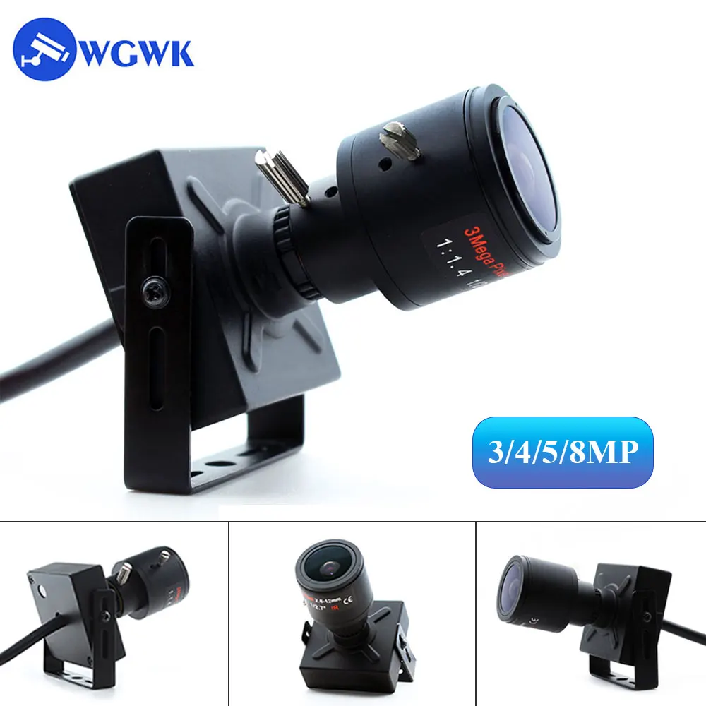 

WGWK Mini 48V POE Network Camera 3/4/5/8MP CCTV HD Audio Security Surveillance ONVIF 2.8-12mm Lens Webcam Face/Motion Detection