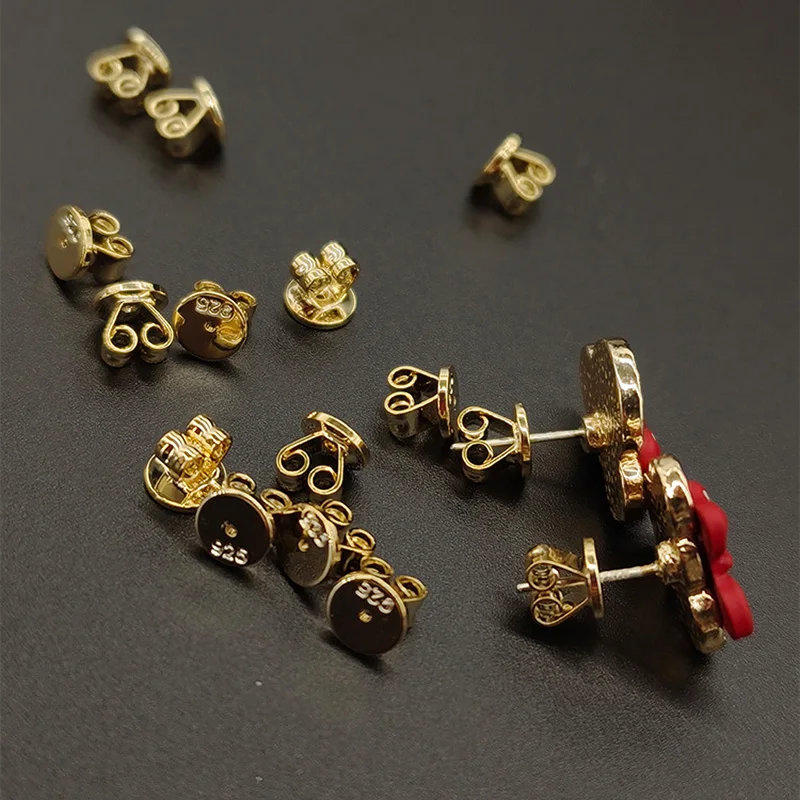 4 sztuk kolczyki ćwieki Backs korki kolor retencji 925 moda Ear Stud czapki do tworzenia biżuterii kolczyki DIY Backs korek