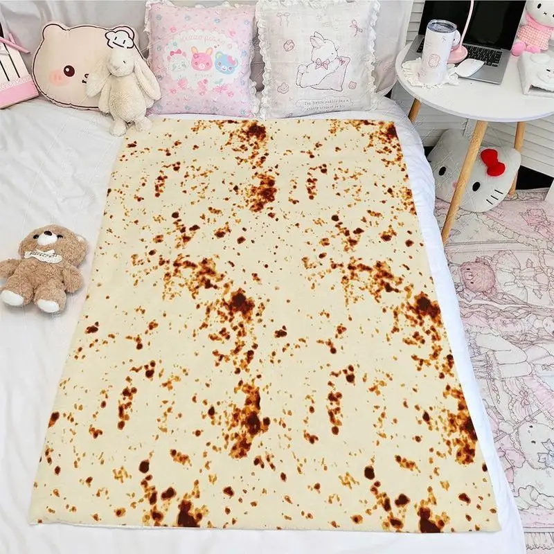VIKAMA Pizza Pancake Egg Flannel Blanket Big Rollie Pan Print Weird Blanket Naptime Air Conditioner Blanket Home Decoration