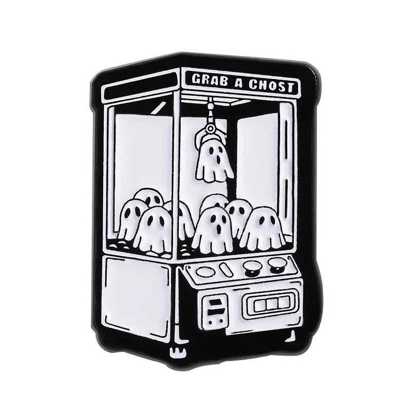 Creative Cartoon Ghost Enamel Pins Cute Bob Doll Machine Brooches Backpack Lapel Badge Cosplay Accessories Jewelry Gift Friends