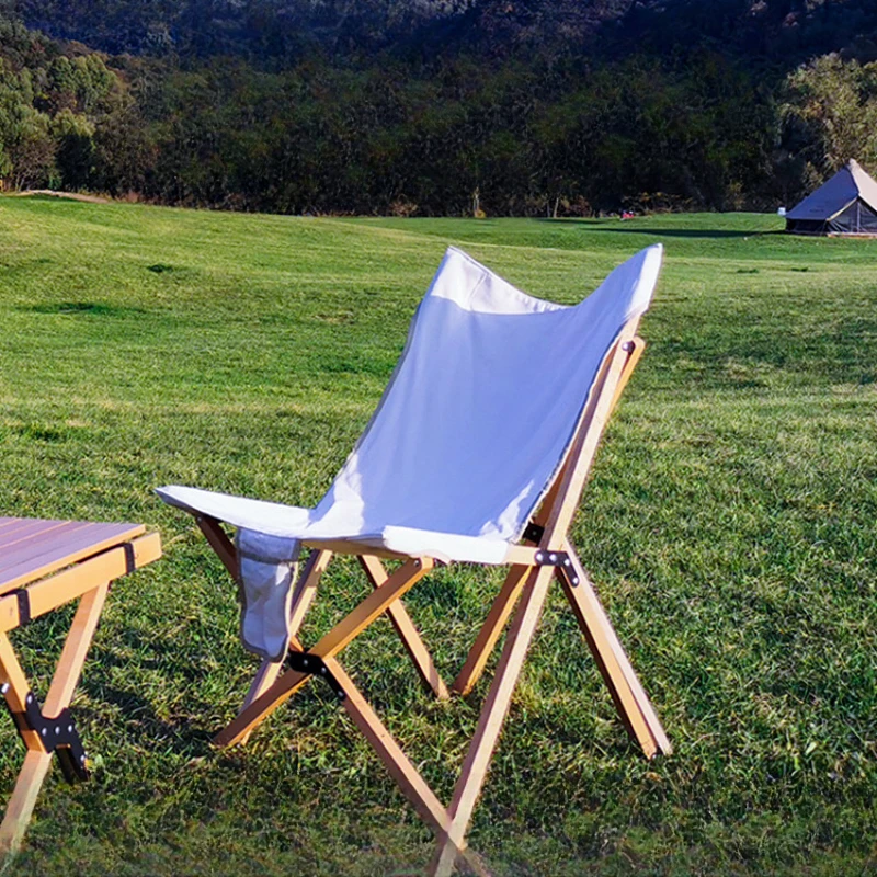 Mariposa de madera maciza, silla plegable al aire libre, silla de Luna, silla de pesca ligera, camping de ocio