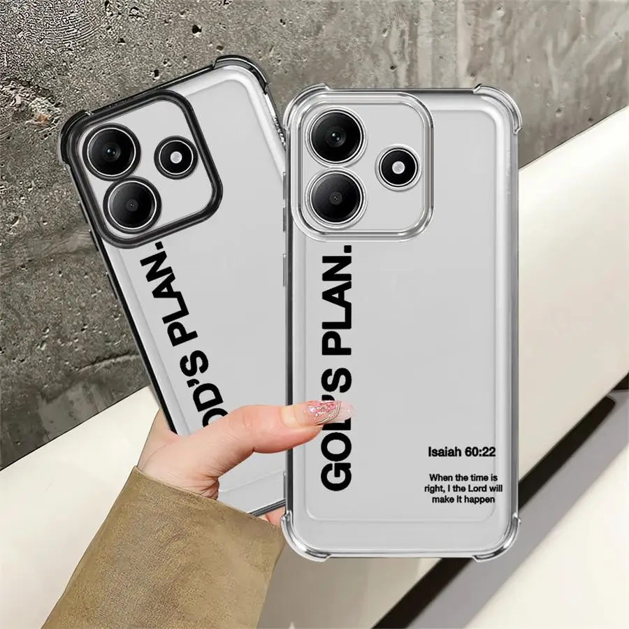 Coque de téléphone avec verset biblique « Le Plan de Dieu » pour Redmi Note 14 Pro Plus 10 Lite 12 Note 13 11 K80 A3 A5 9 Pro 11s 13C