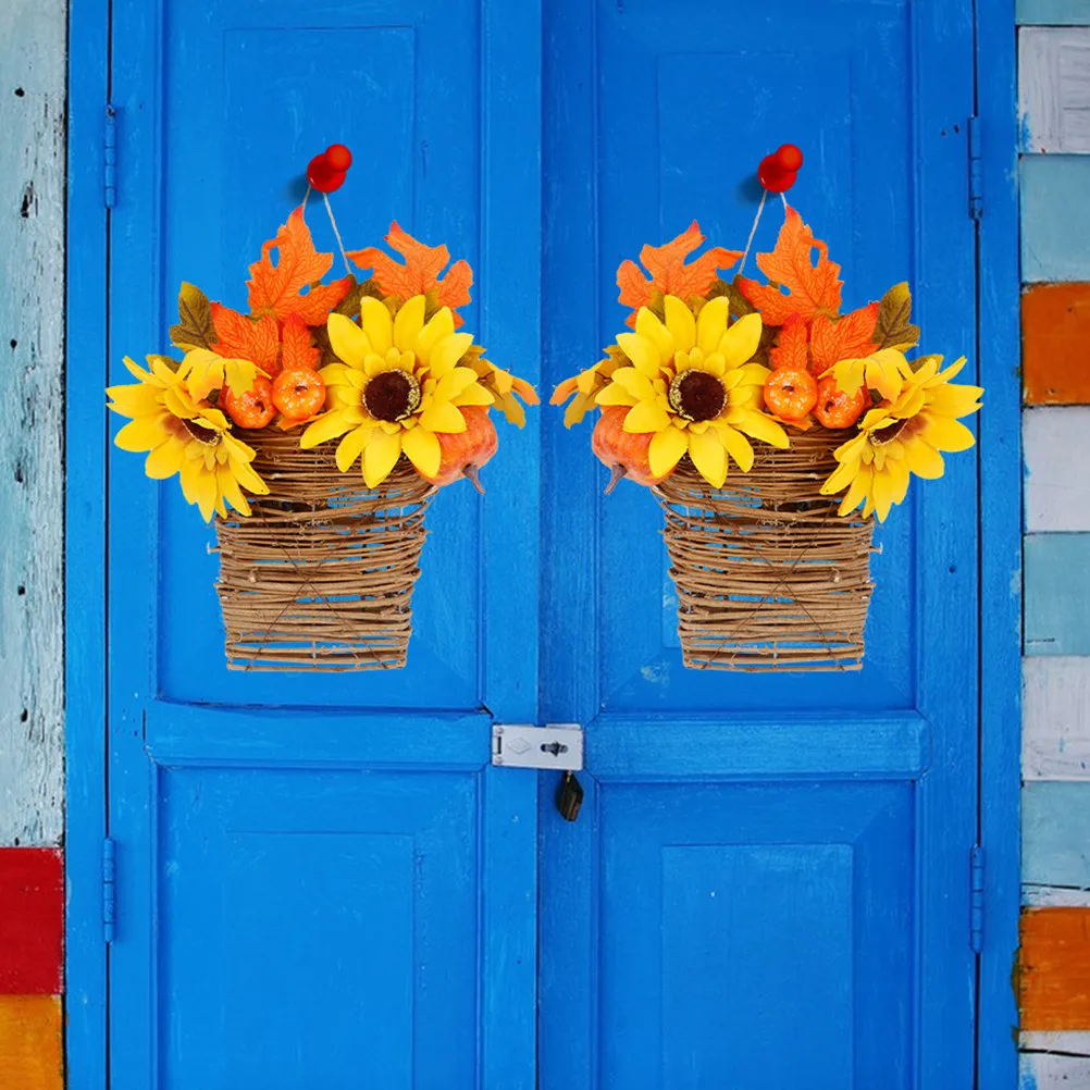Cesta Colgante de Mimbre Natural, Organizador de Pared Tejido para Hierbas, Ajo, Jengibre, Frutas y Flores, Uso Interior y Exterior
