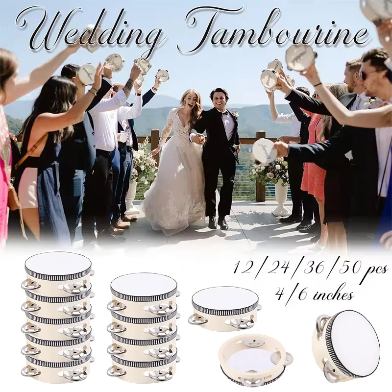 

6/12pcs Wedding Tambourine Drums Wedding Favors Gifts for Guests Noise Maker Game Props Bridal Shower Birthday Party Hand Drums