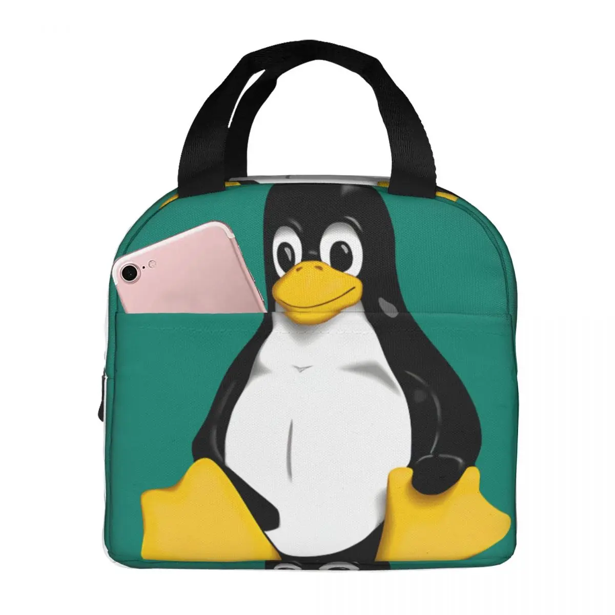 Together Lunch Container L-Linux Tux Mascot Teen Girl Boy Men Women Adult Cooler For Outdoor Hand Bag Aluminum Foil Insulation