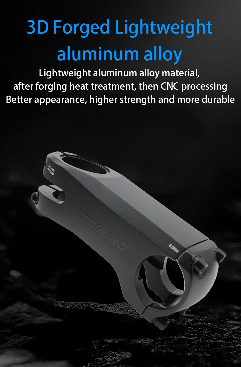 RIRO Fahrrad-Vorbau mit versteckter Kabelführung 28,6/31,8 mm, leichter Aluminiumlegierung, geschmiedeter CNC-Vorbau mit Abstandshaltern, interne Kabelführung für Rennräder – Detail 2