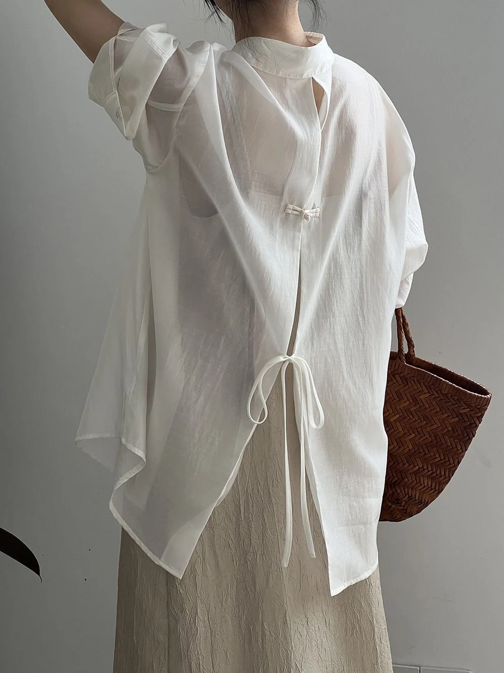 Nuevo Chino Sle mujer protección solar irt seda diseño sensación pequeño ence verano Collar largo Sve ajuste suelto